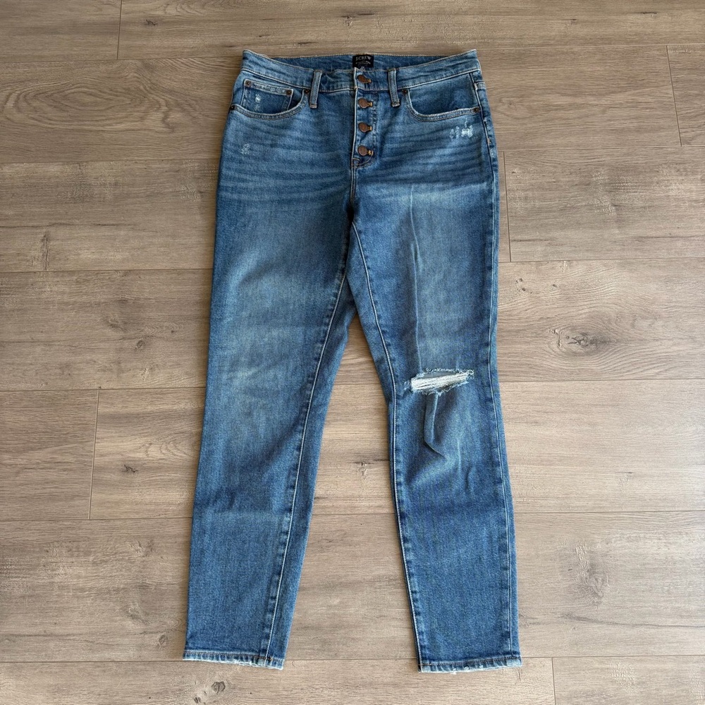 J. Crew Factory 10” Skinny High Rise distressed jeans -all day stretch - size 29